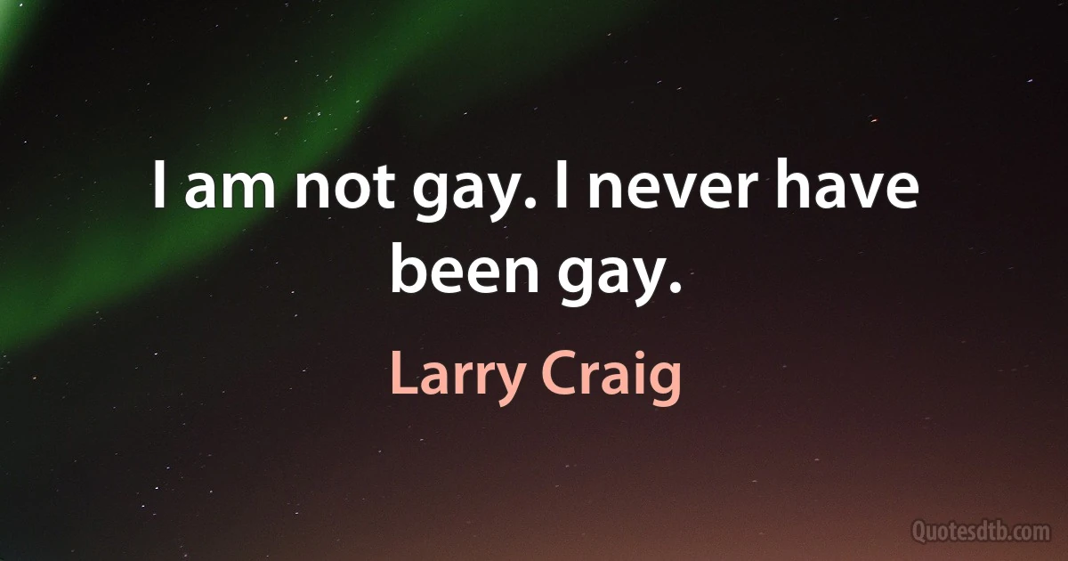 I am not gay. I never have been gay. (Larry Craig)