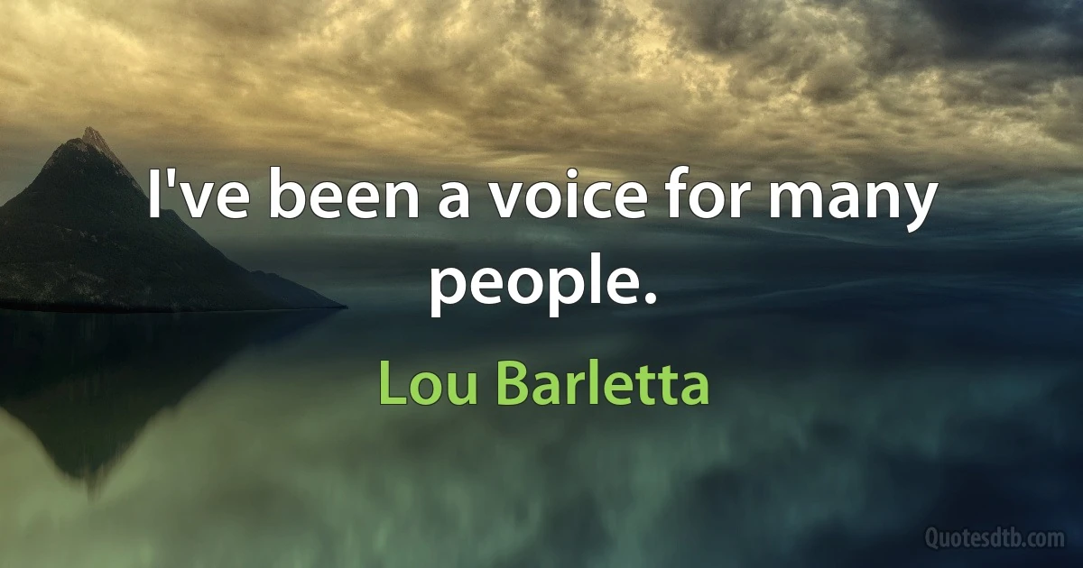 I've been a voice for many people. (Lou Barletta)