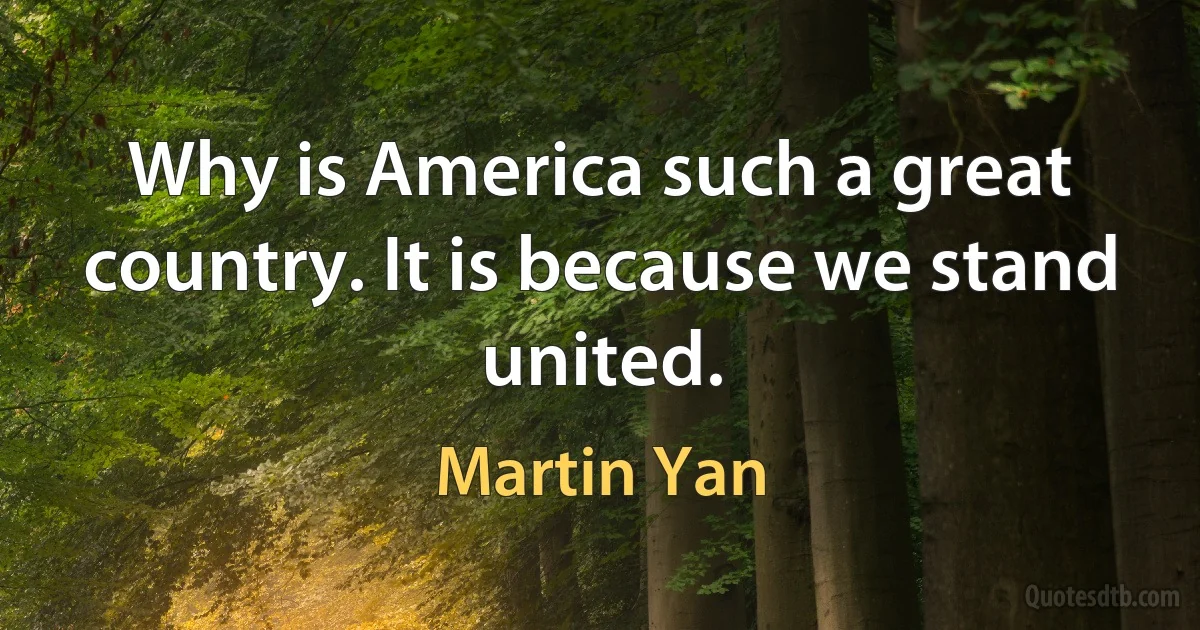 Why is America such a great country. It is because we stand united. (Martin Yan)