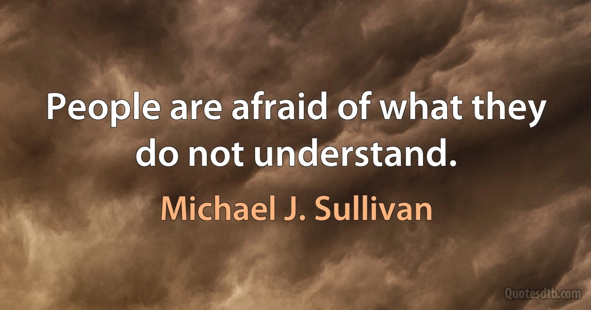 People are afraid of what they do not understand. (Michael J. Sullivan)