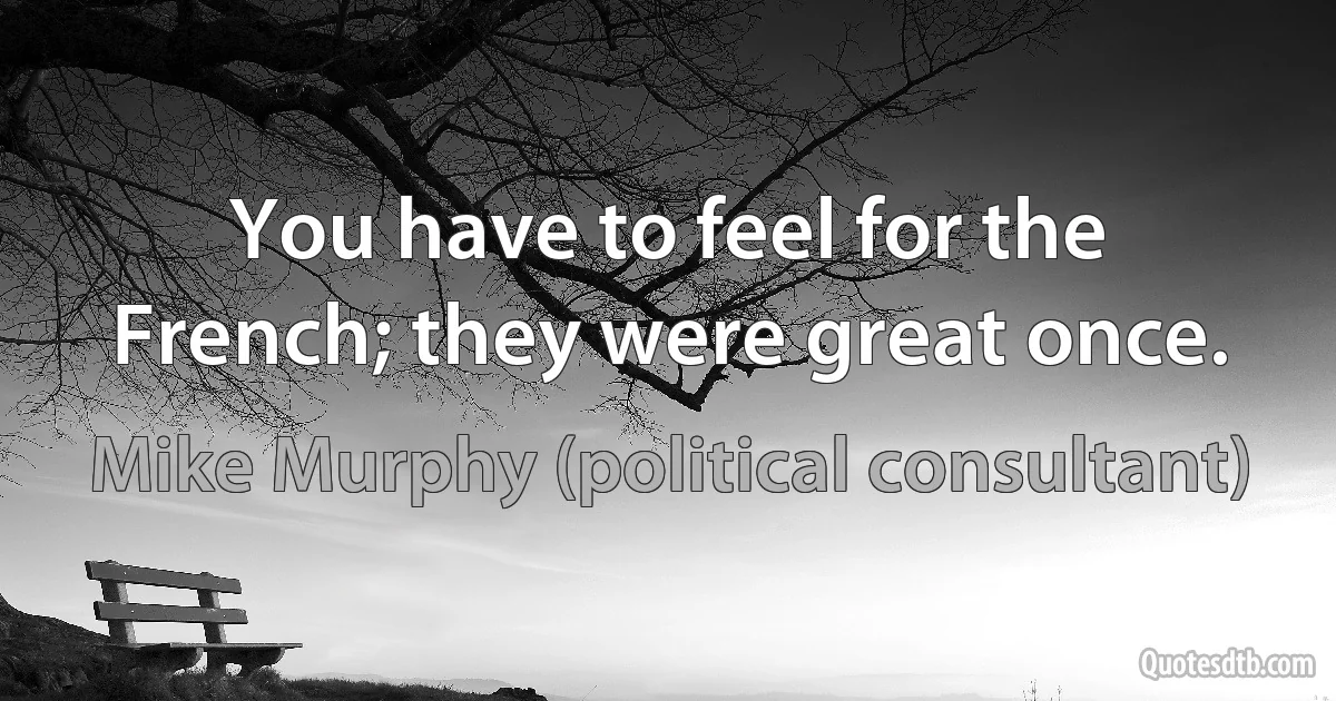 You have to feel for the French; they were great once. (Mike Murphy (political consultant))