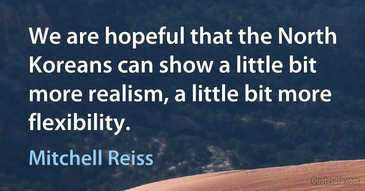 We are hopeful that the North Koreans can show a little bit more realism, a little bit more flexibility. (Mitchell Reiss)