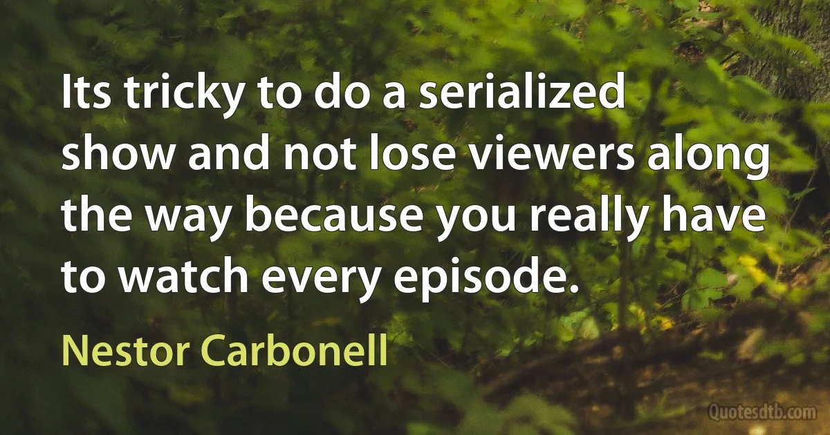 Its tricky to do a serialized show and not lose viewers along the way because you really have to watch every episode. (Nestor Carbonell)