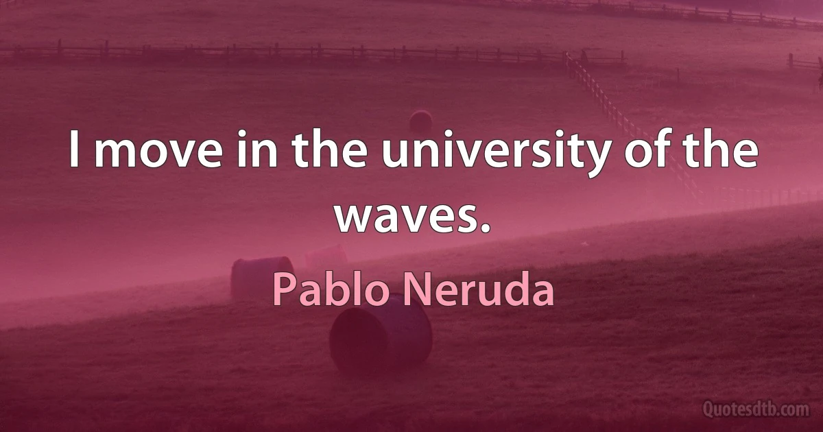 I move in the university of the waves. (Pablo Neruda)