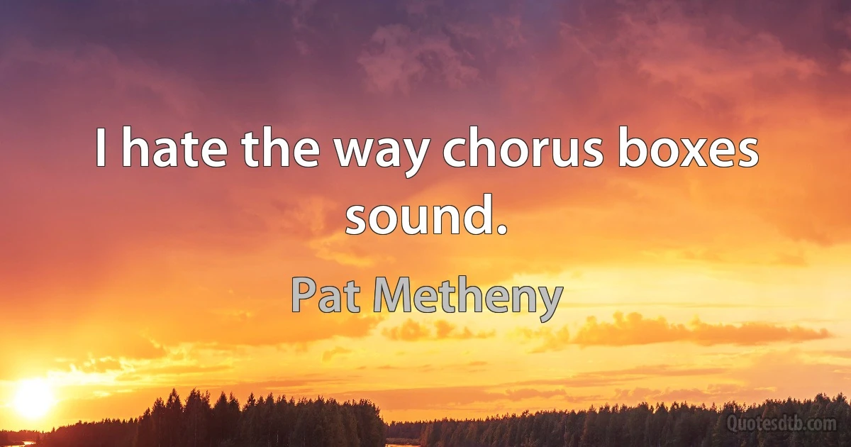 I hate the way chorus boxes sound. (Pat Metheny)