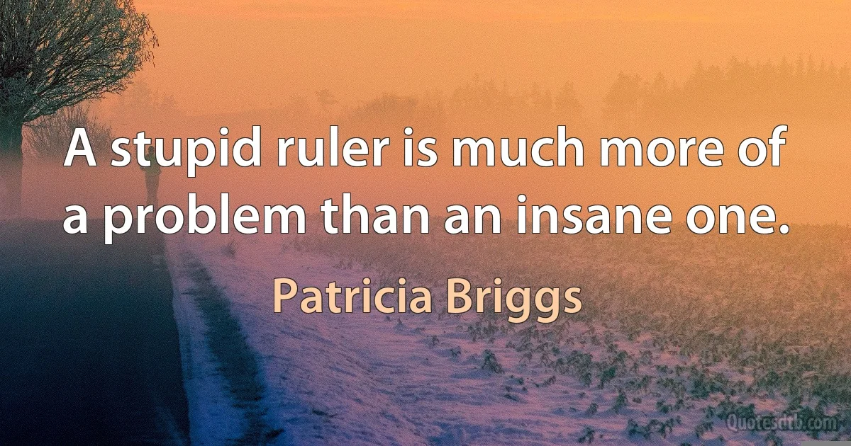 A stupid ruler is much more of a problem than an insane one. (Patricia Briggs)