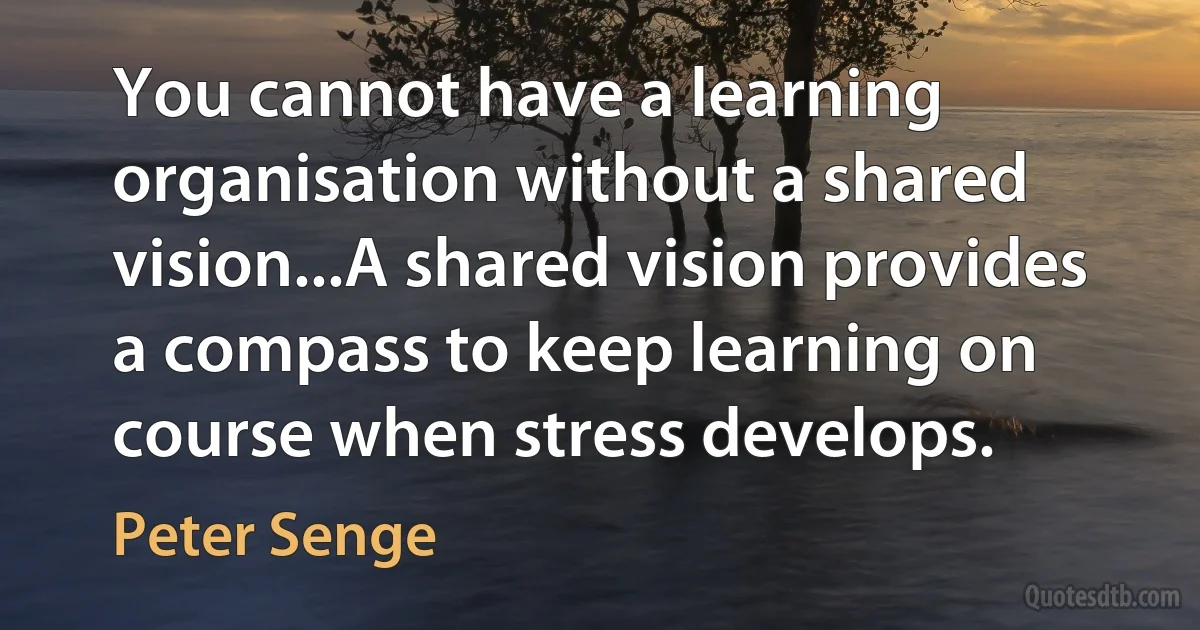 You cannot have a learning organisation without a shared vision...A shared vision provides a compass to keep learning on course when stress develops. (Peter Senge)