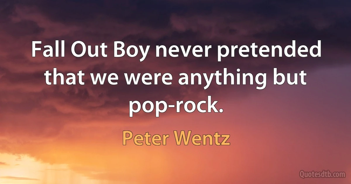 Fall Out Boy never pretended that we were anything but pop-rock. (Peter Wentz)