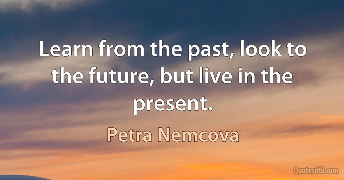 Learn from the past, look to the future, but live in the present. (Petra Nemcova)