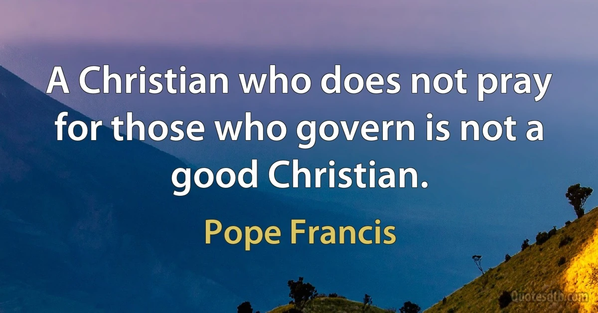 A Christian who does not pray for those who govern is not a good Christian. (Pope Francis)