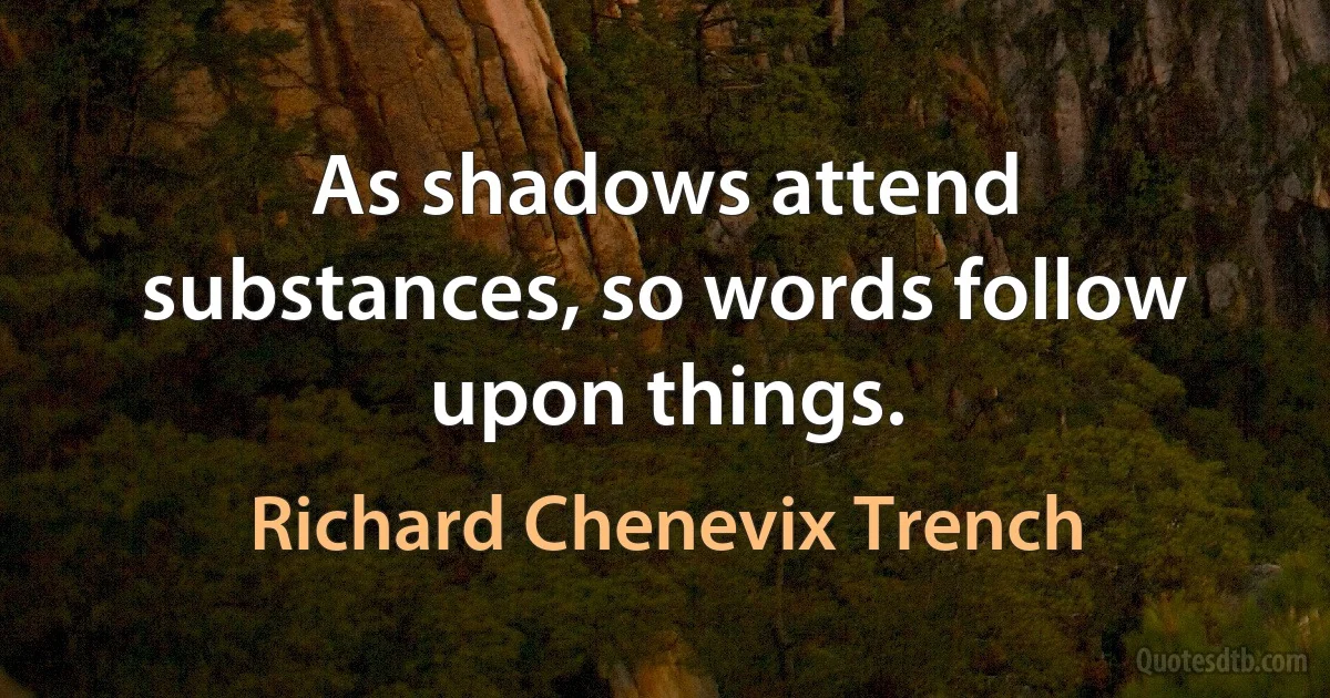 As shadows attend substances, so words follow upon things. (Richard Chenevix Trench)