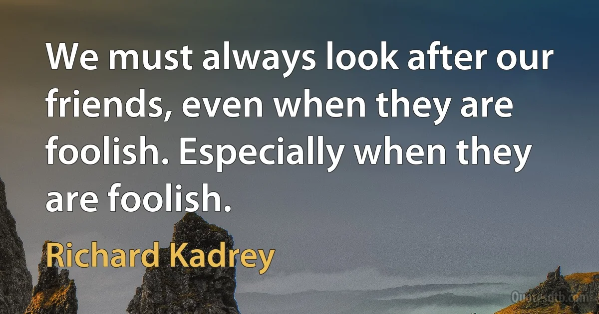 We must always look after our friends, even when they are foolish. Especially when they are foolish. (Richard Kadrey)