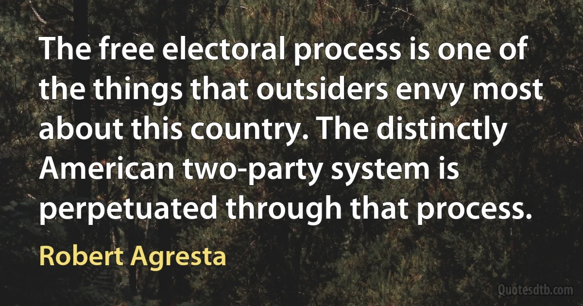 The free electoral process is one of the things that outsiders envy most about this country. The distinctly American two-party system is perpetuated through that process. (Robert Agresta)