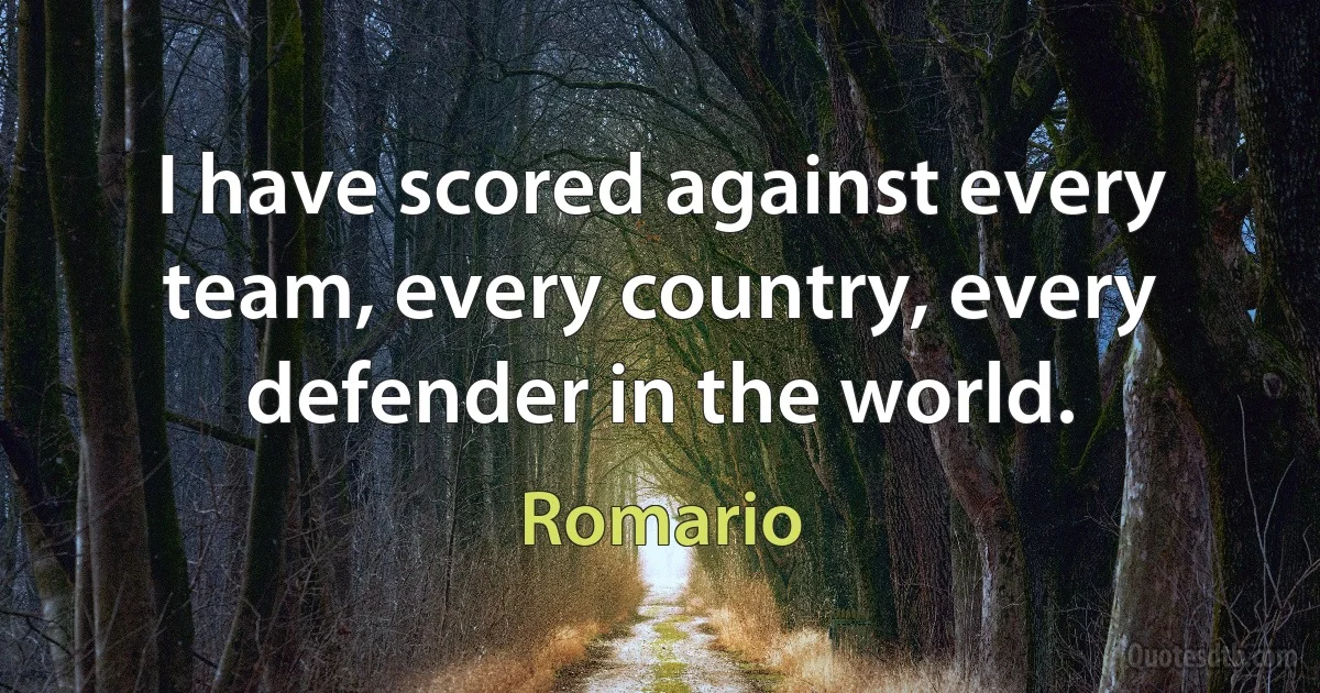 I have scored against every team, every country, every defender in the world. (Romario)