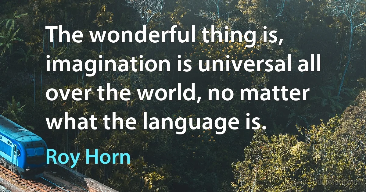 The wonderful thing is, imagination is universal all over the world, no matter what the language is. (Roy Horn)