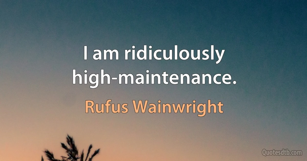 I am ridiculously high-maintenance. (Rufus Wainwright)