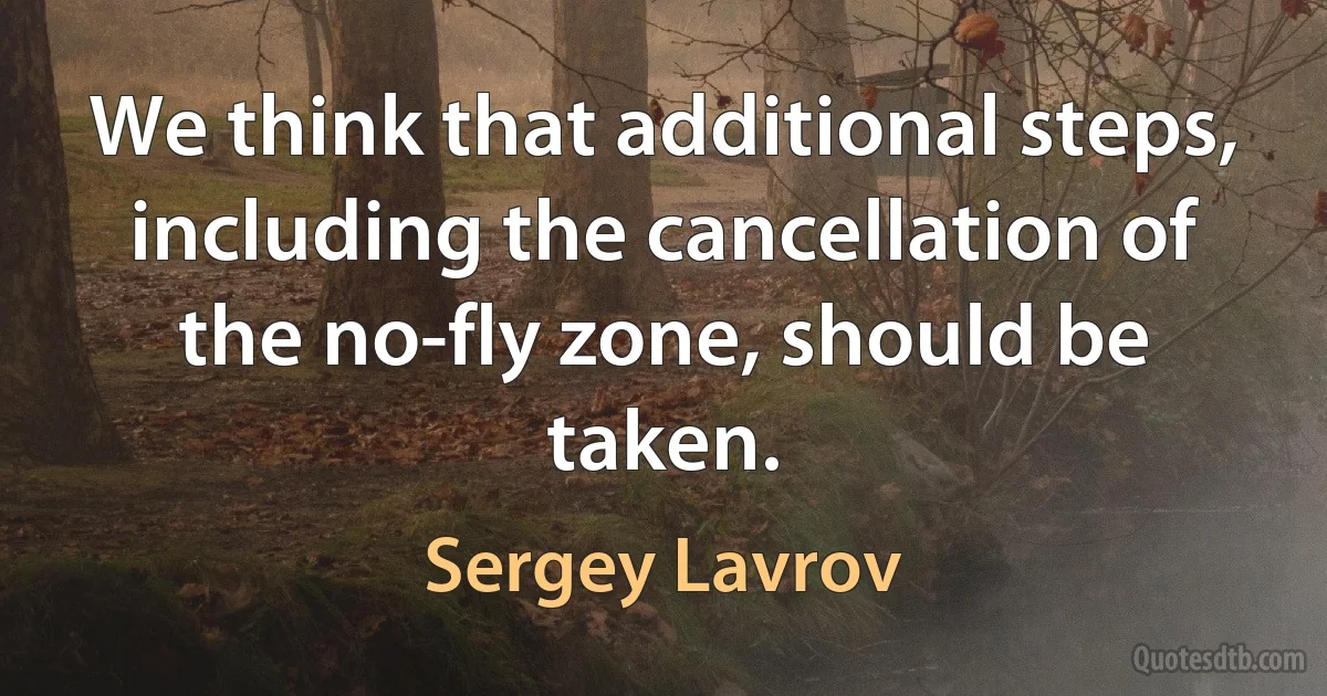 We think that additional steps, including the cancellation of the no-fly zone, should be taken. (Sergey Lavrov)