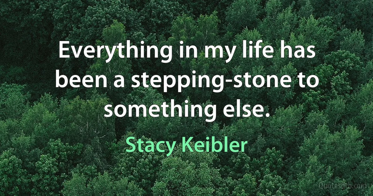 Everything in my life has been a stepping-stone to something else. (Stacy Keibler)