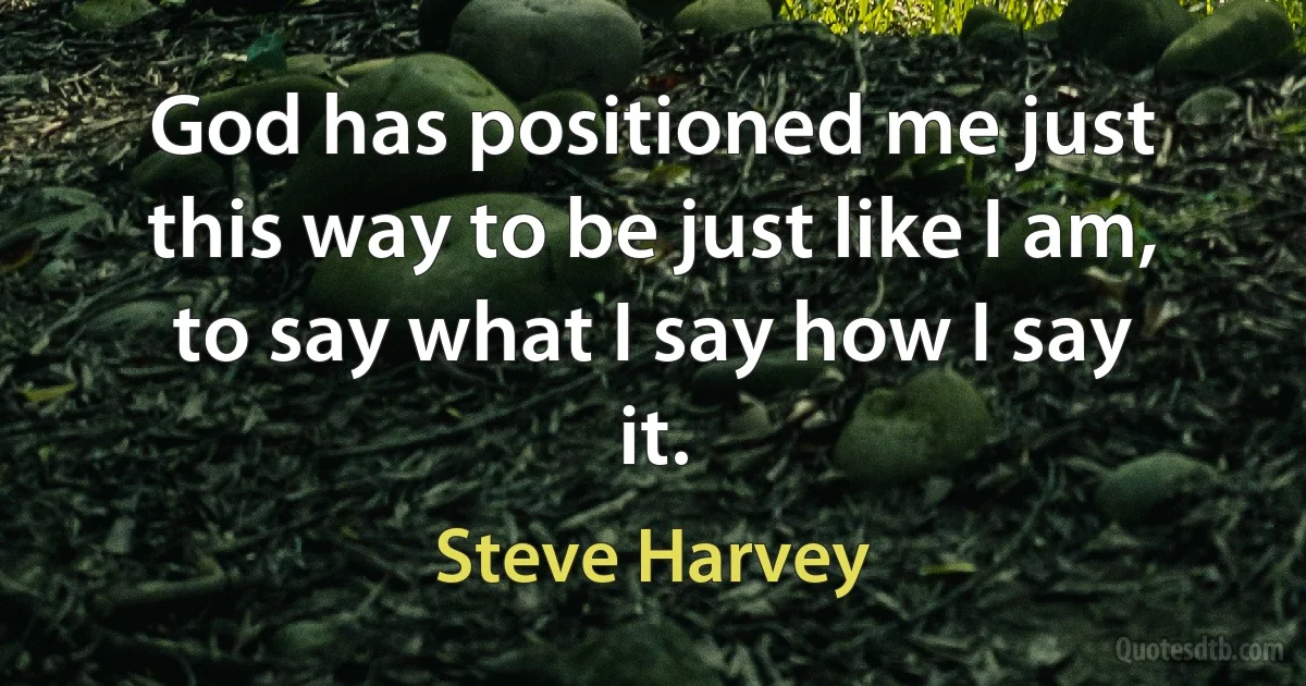 God has positioned me just this way to be just like I am, to say what I say how I say it. (Steve Harvey)