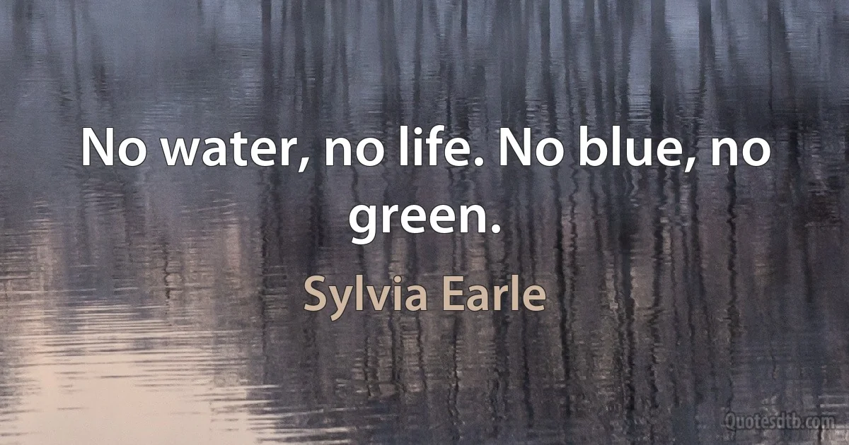 No water, no life. No blue, no green. (Sylvia Earle)