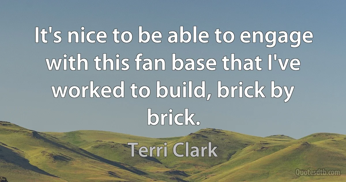 It's nice to be able to engage with this fan base that I've worked to build, brick by brick. (Terri Clark)