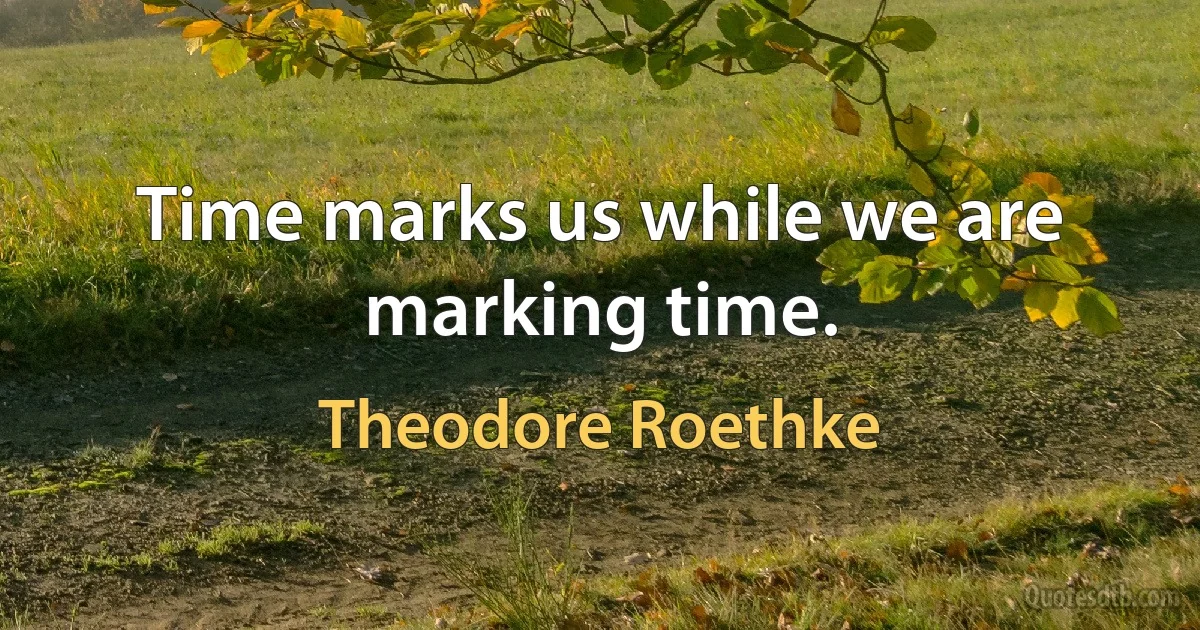 Time marks us while we are marking time. (Theodore Roethke)