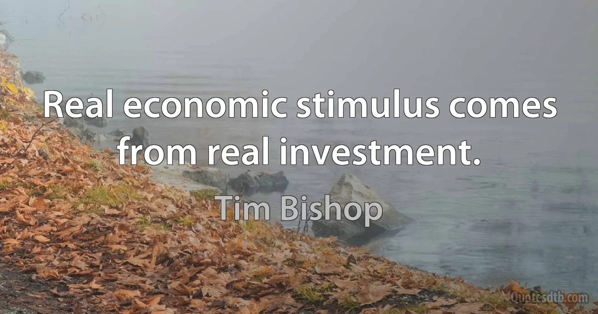 Real economic stimulus comes from real investment. (Tim Bishop)