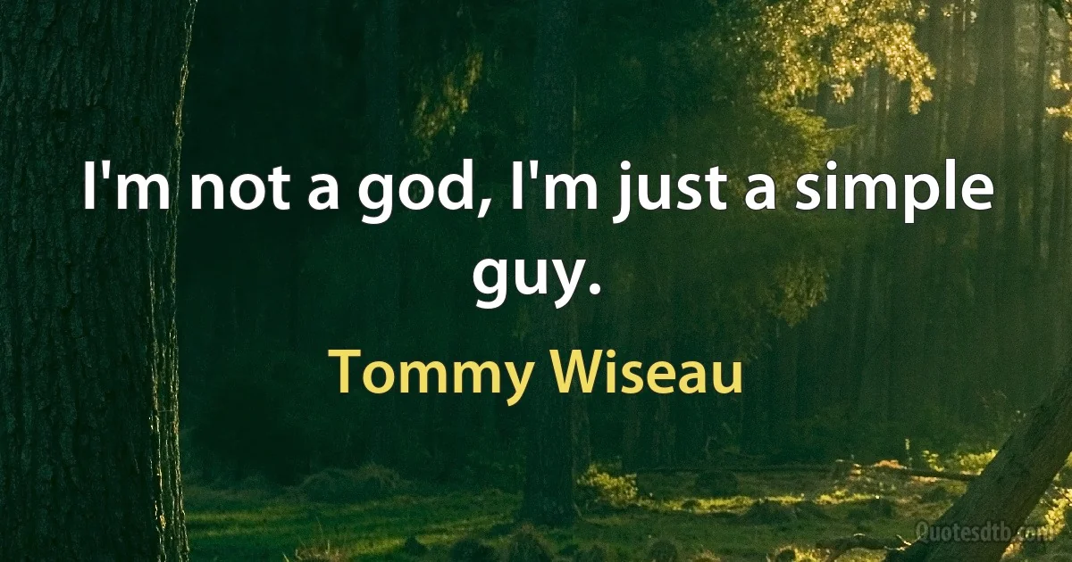 I'm not a god, I'm just a simple guy. (Tommy Wiseau)