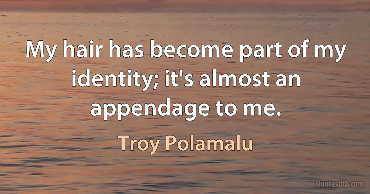 My hair has become part of my identity; it's almost an appendage to me. (Troy Polamalu)