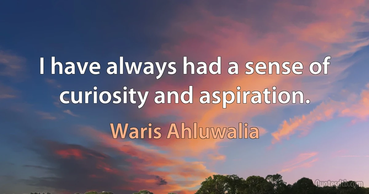 I have always had a sense of curiosity and aspiration. (Waris Ahluwalia)