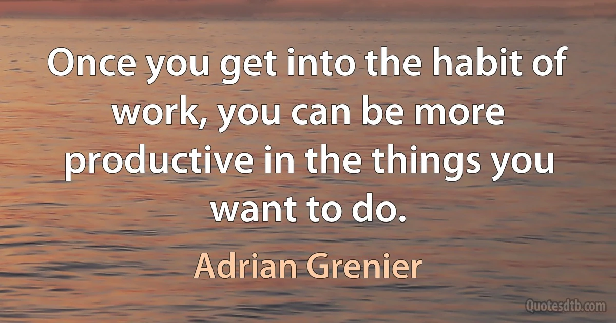 Once you get into the habit of work, you can be more productive in the things you want to do. (Adrian Grenier)