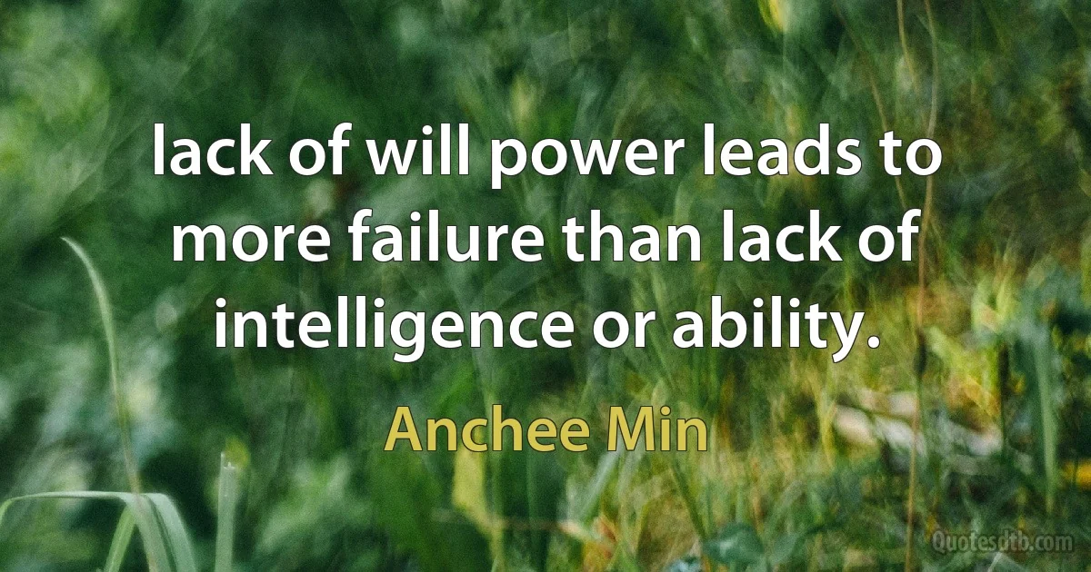 lack of will power leads to more failure than lack of intelligence or ability. (Anchee Min)