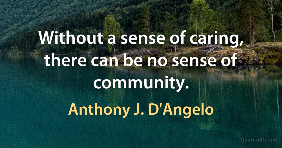 Without a sense of caring, there can be no sense of community. (Anthony J. D'Angelo)