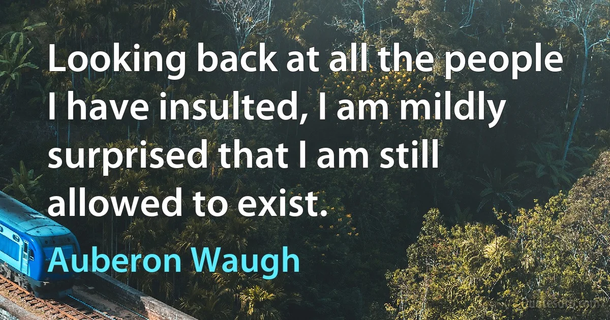 Looking back at all the people I have insulted, I am mildly surprised that I am still allowed to exist. (Auberon Waugh)