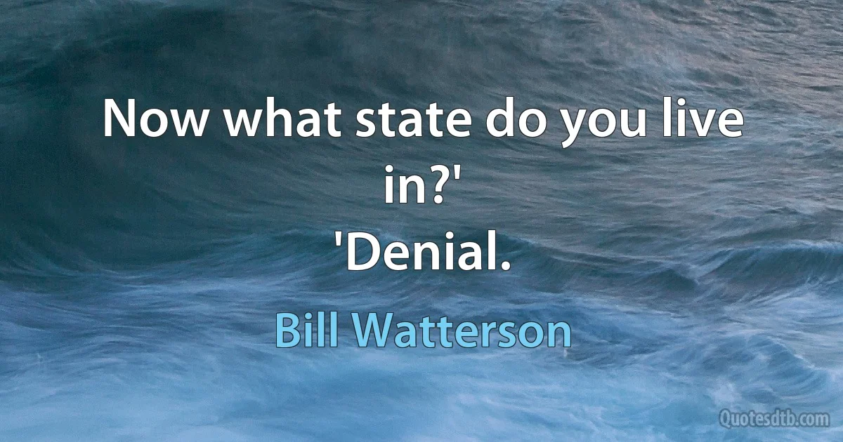 Now what state do you live in?'
'Denial. (Bill Watterson)