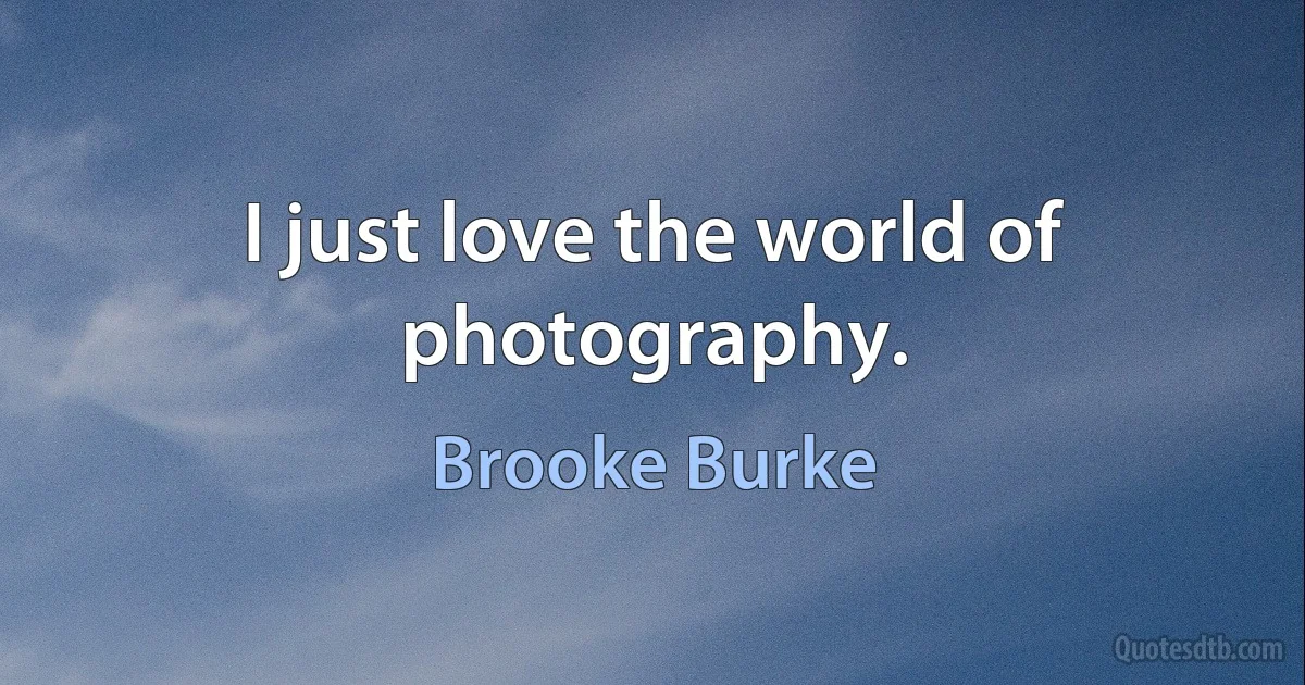 I just love the world of photography. (Brooke Burke)