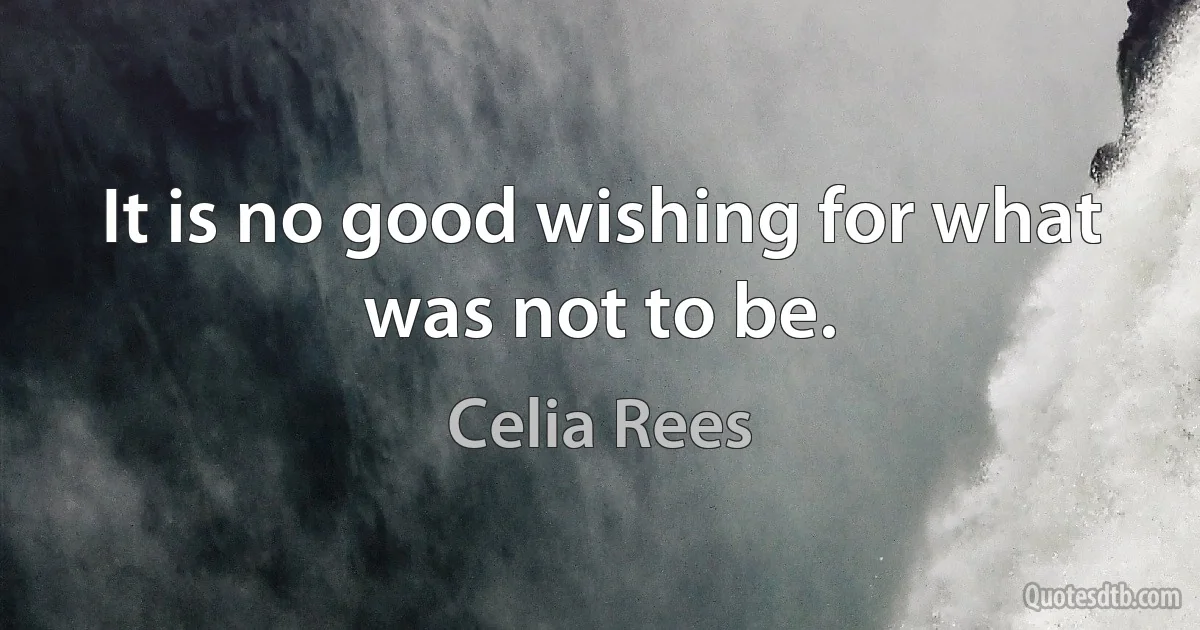 It is no good wishing for what was not to be. (Celia Rees)