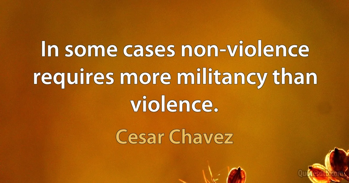 In some cases non-violence requires more militancy than violence. (Cesar Chavez)