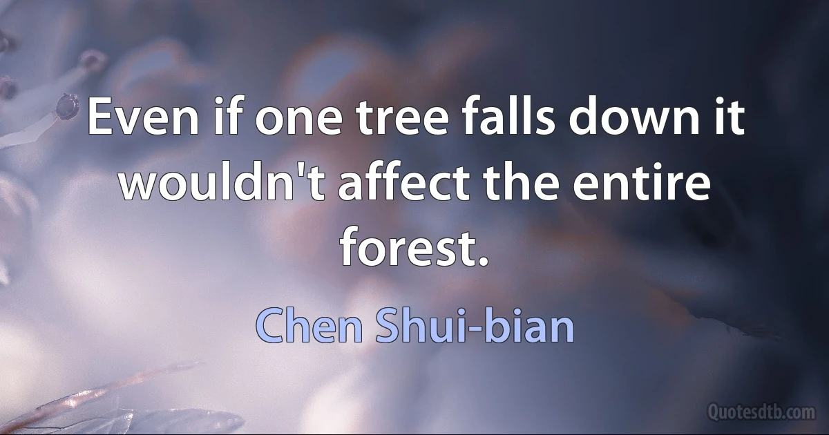 Even if one tree falls down it wouldn't affect the entire forest. (Chen Shui-bian)