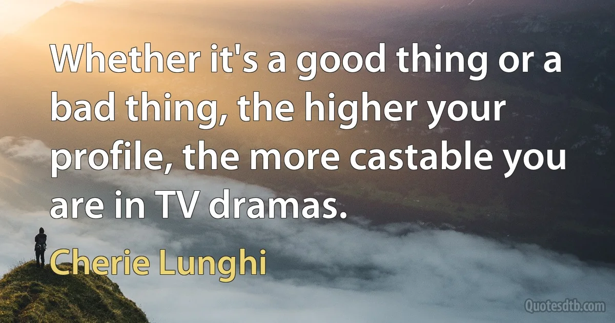 Whether it's a good thing or a bad thing, the higher your profile, the more castable you are in TV dramas. (Cherie Lunghi)