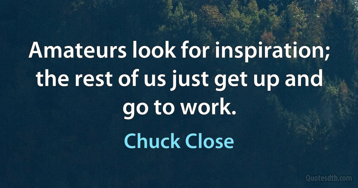 Amateurs look for inspiration; the rest of us just get up and go to work. (Chuck Close)