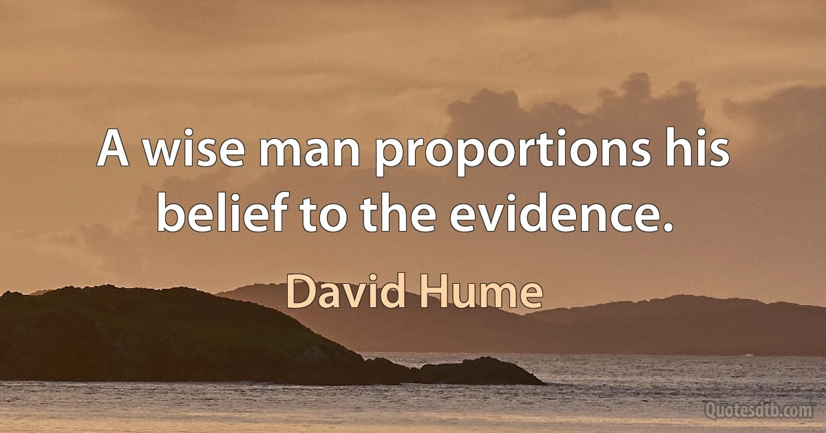 A wise man proportions his belief to the evidence. (David Hume)