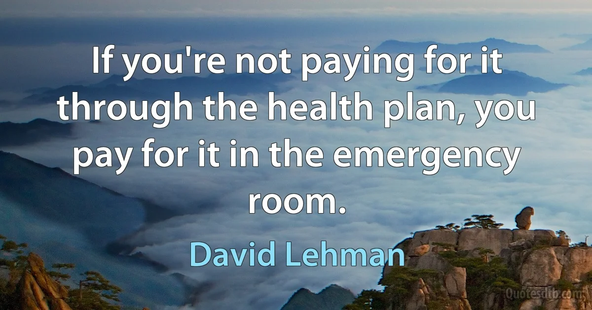 If you're not paying for it through the health plan, you pay for it in the emergency room. (David Lehman)