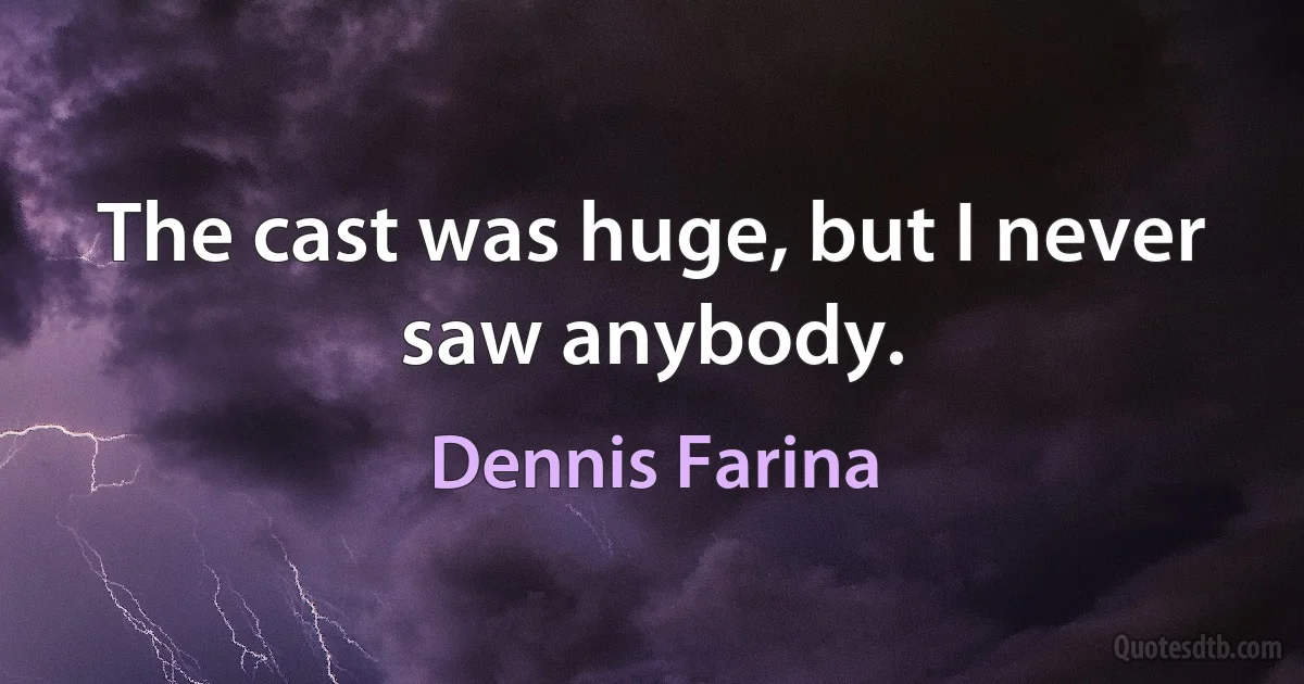 The cast was huge, but I never saw anybody. (Dennis Farina)