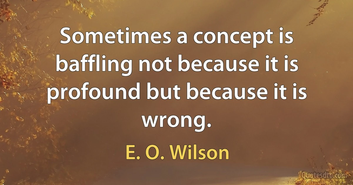 Sometimes a concept is baffling not because it is profound but because it is wrong. (E. O. Wilson)