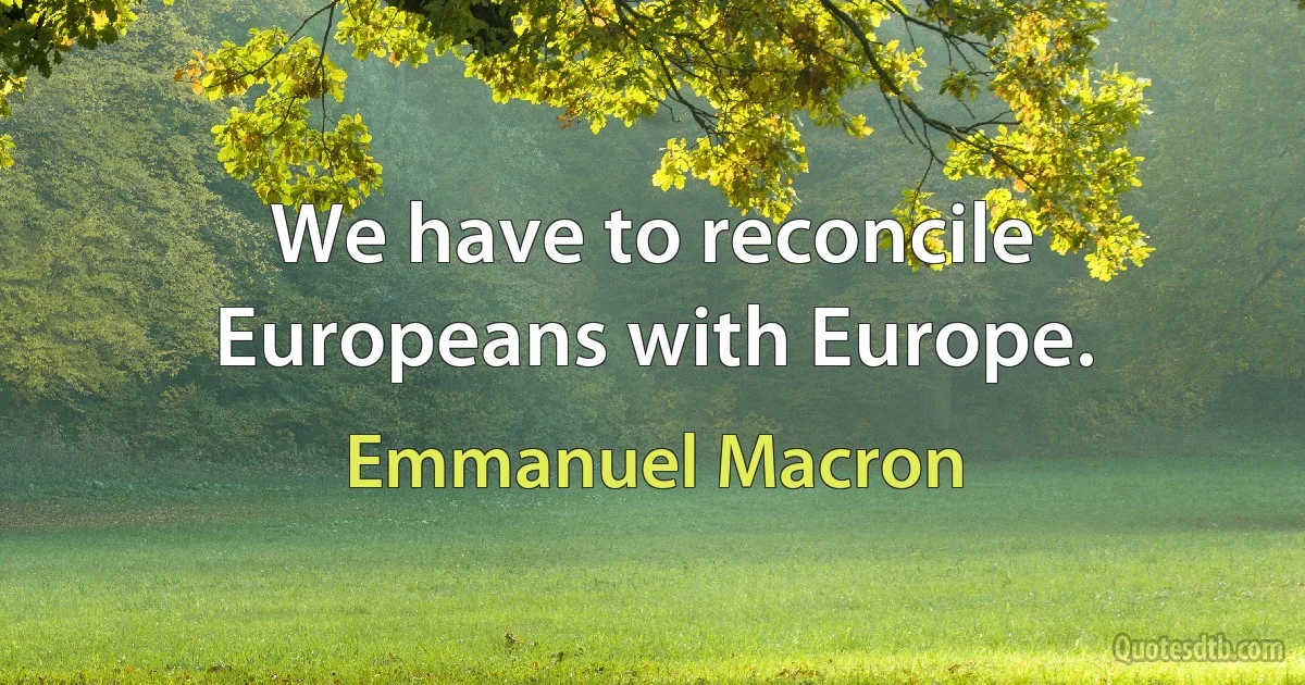 We have to reconcile Europeans with Europe. (Emmanuel Macron)