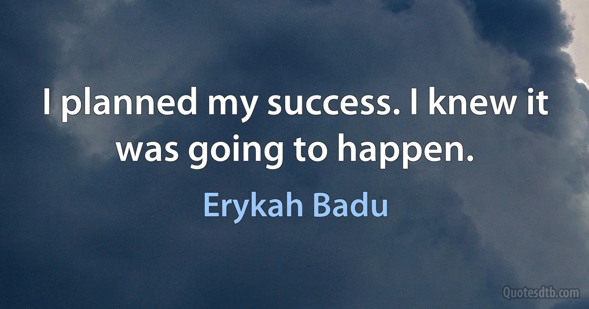 I planned my success. I knew it was going to happen. (Erykah Badu)