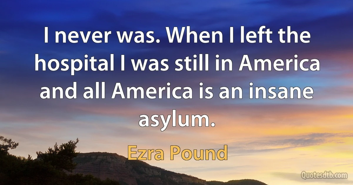 I never was. When I left the hospital I was still in America and all America is an insane asylum. (Ezra Pound)