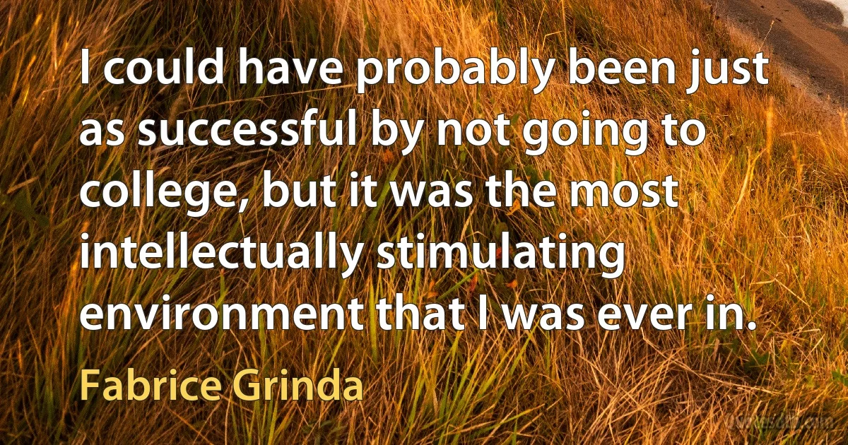 I could have probably been just as successful by not going to college, but it was the most intellectually stimulating environment that I was ever in. (Fabrice Grinda)