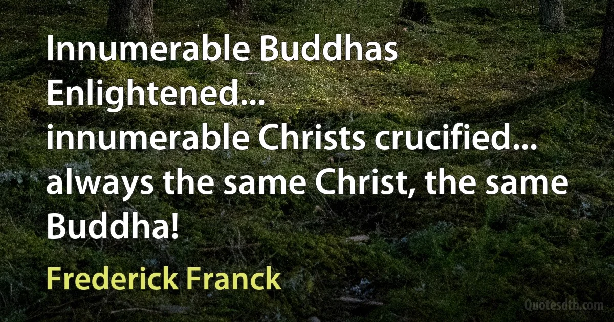 Innumerable Buddhas
Enlightened...
innumerable Christs crucified...
always the same Christ, the same Buddha! (Frederick Franck)